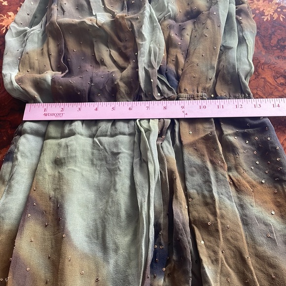 HAUTE HIPPIE SzM crossover faux wrap dress sequins silk grunge boho - Picture 4 of 5